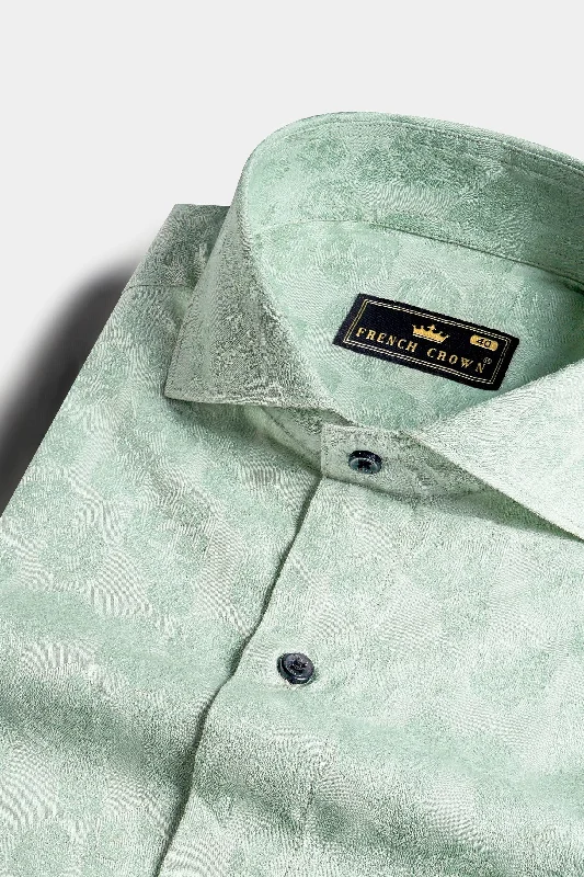 Surf Green Jacquard Textured Premium Giza Cotton Shirt